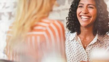 Woman smiling in interview